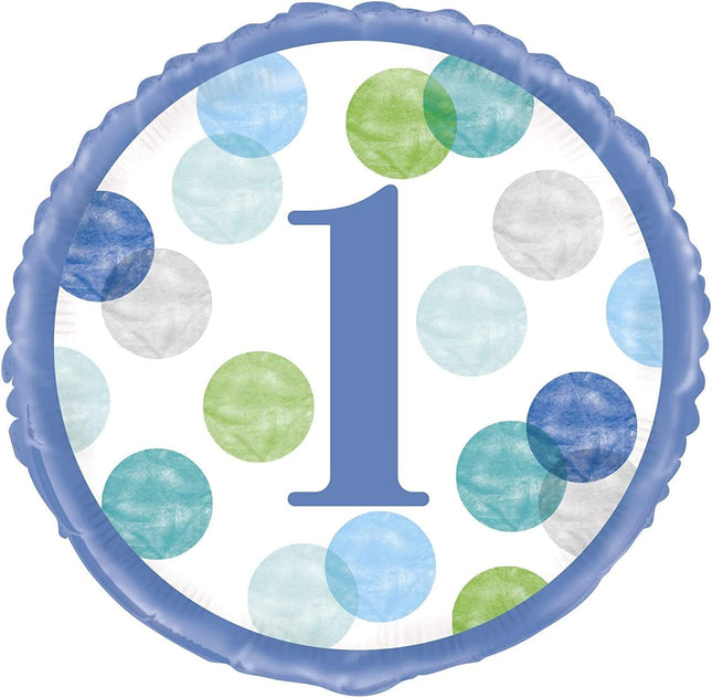 Blue 1st Birthday 18" Round Foil Balloon