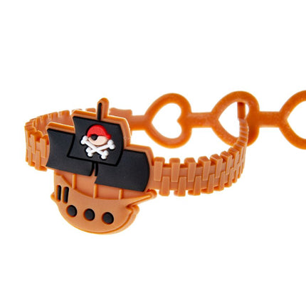 Adjustable Pirate Rubber Bracelets - 6 Pack