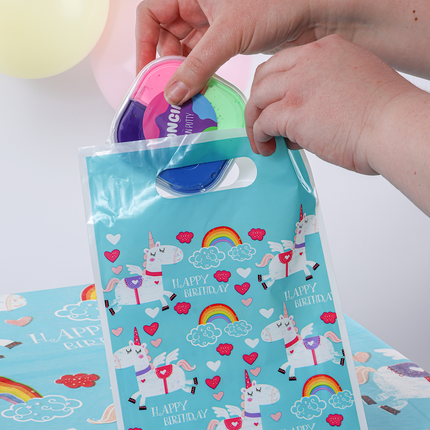 Unicorn Plastic Party Bags - 16 Pack