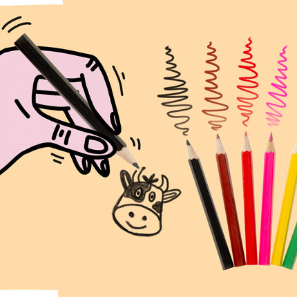 Farm Animal Halfsize Colouring Pencils - 6 Pack