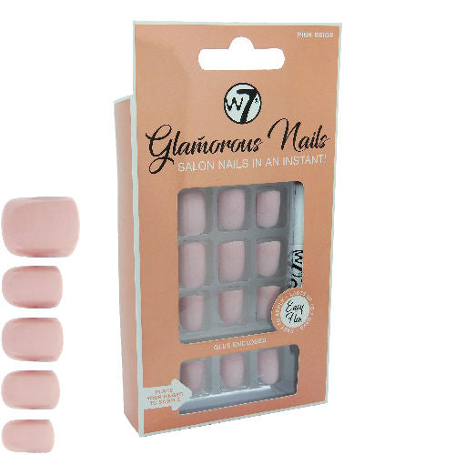 W7 Cosmetics Glamorous False Long Fake Nails - Pink Beige