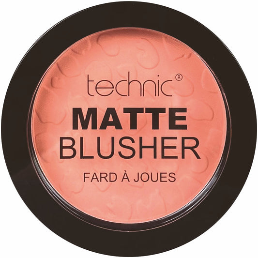 Technic Cosmetics Matte Pressed Powder Blusher Peachy Pink - Natural Finish Long-Lasting Colour Buildable Coverage