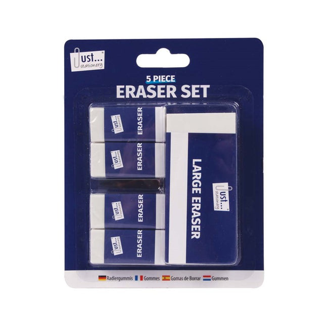 5 Assorted White Erasers