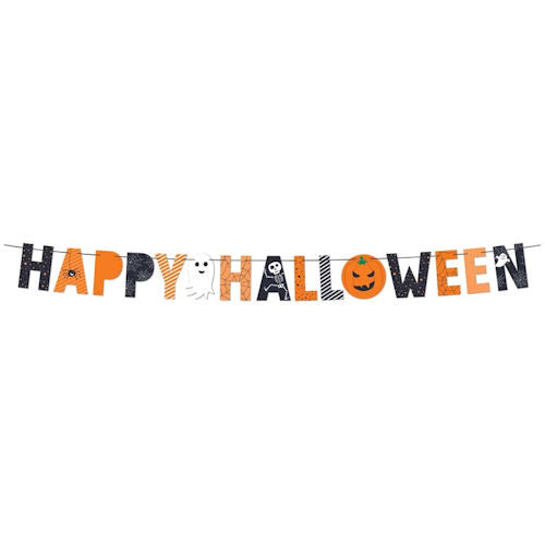 Happy Halloween Paper Bunting - 2m Festive Holiday Decoration Spooky Party Banner