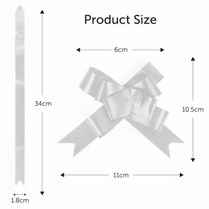 Silver Pull Bows – 20 Pack 6cm