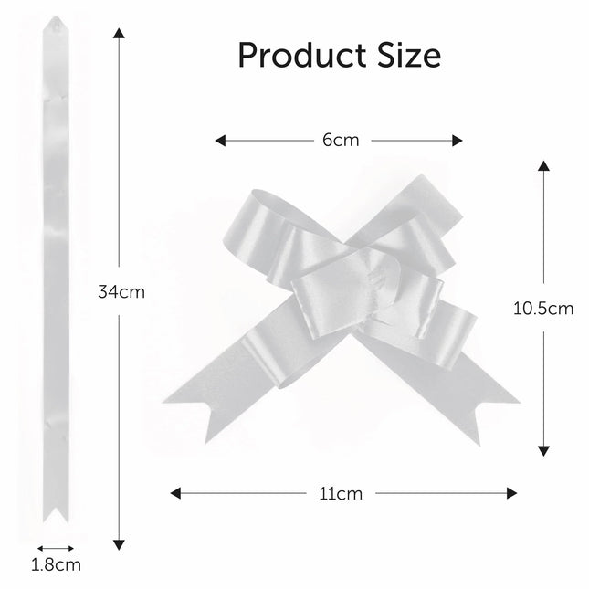 Silver Pull Bows – 20 Pack 6cm