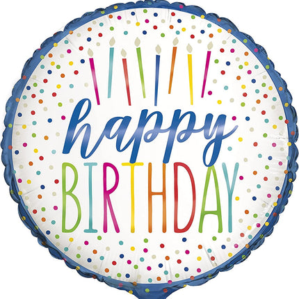 Happy Birthday Candle 18" Round Foil Balloon