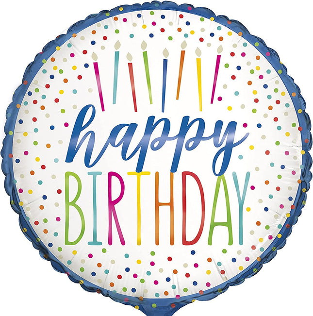 Happy Birthday Candle 18" Round Foil Balloon