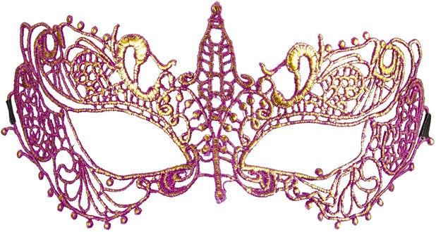 Adult Metallic  Lace Mask - Purple