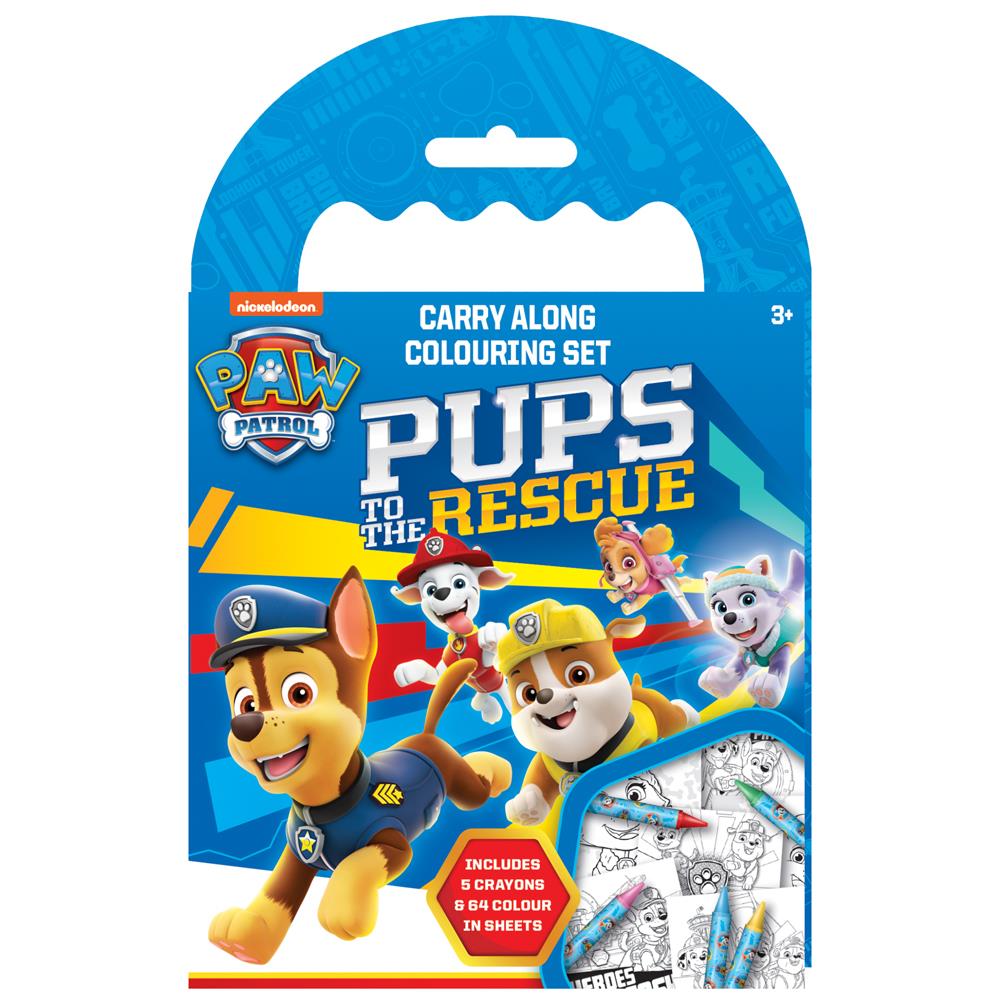 Paw Patrol Carry Along - Crayons Colouring Sheets Kids Creative Set