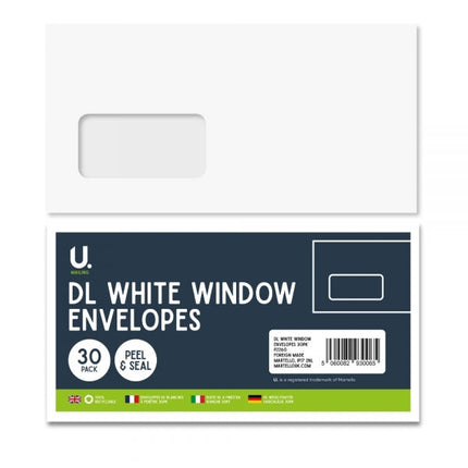 DL White Window Envelopes - 30 Pack
