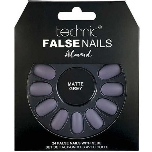 Technic Cosmetics False Nails - Almond Matte Grey