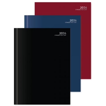 A4 2 Pages Per Day Classic 2026 Diary - Assorted