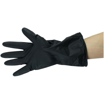 Heavy Duty DIY Latex Black Rubber Gloves - Large