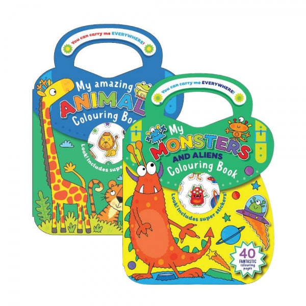 Animals/Monsters Colouring & Sticker Bag Book