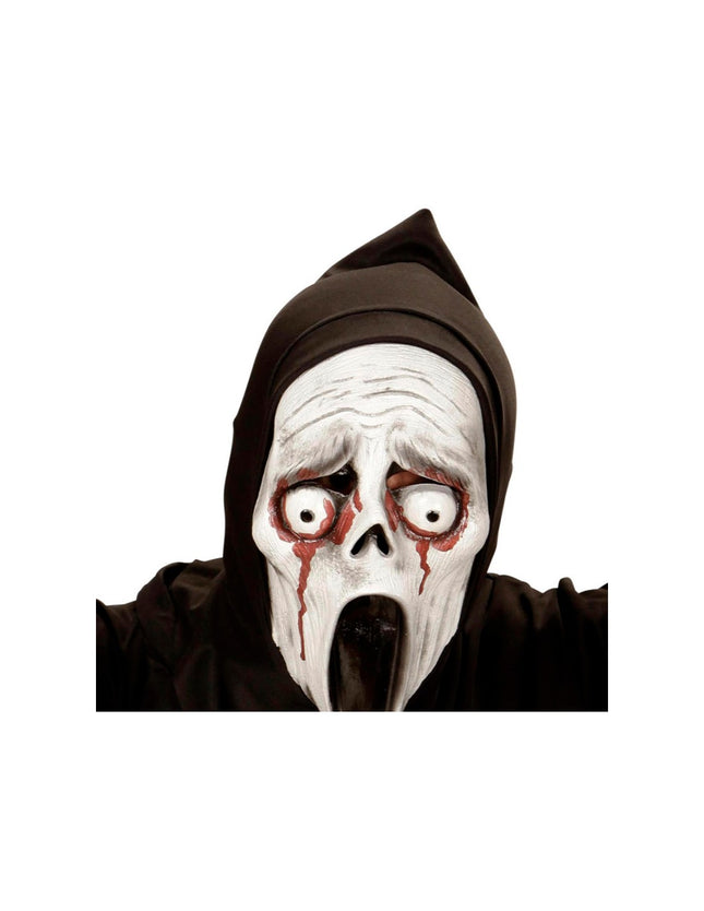 Adult Halloween Bleeding Eyes Screaming Ghost Hooded Mask