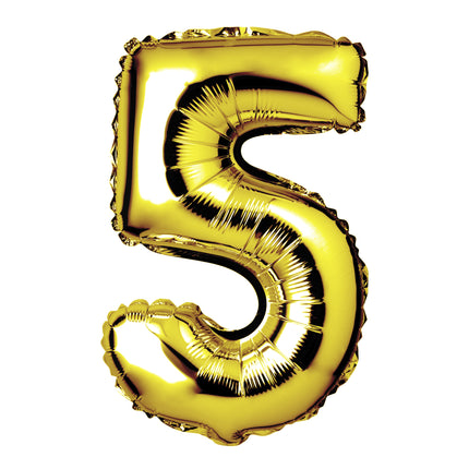 Large Gold Foil "Number 5" Balloon – 34 Inch