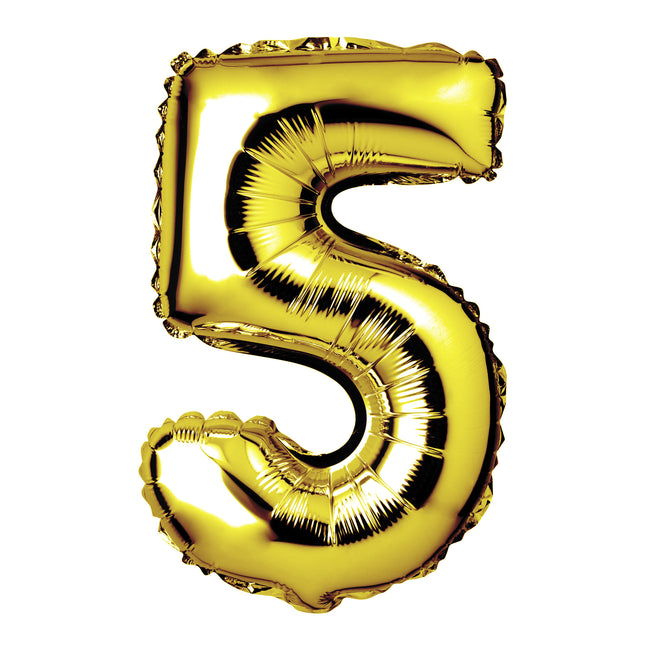Large Gold Foil "Number 5" Balloon – 34 Inch