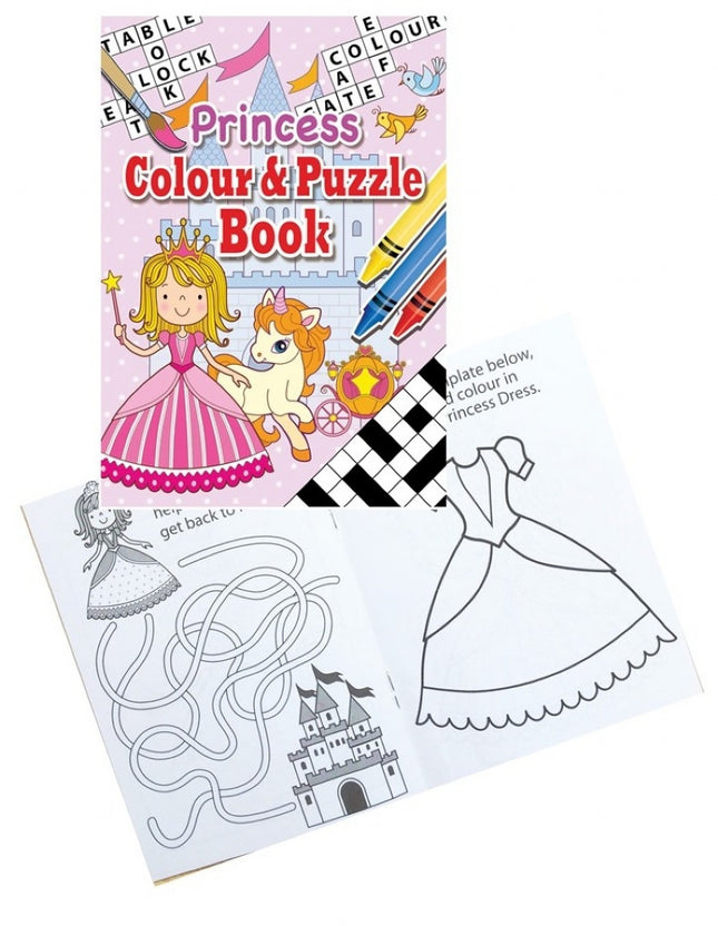 Princess Colour & Puzzle Books - 6 Pack
