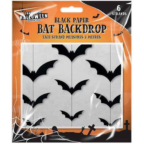 Halloween Black Paper Bat Backdrop - 2m