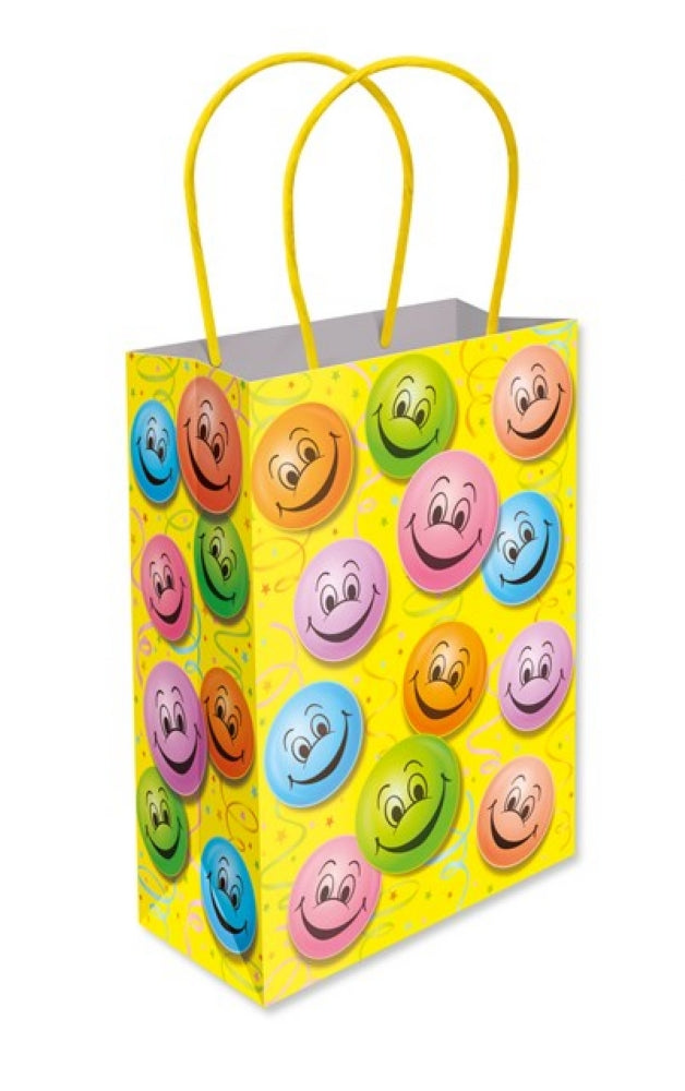 Smiley Paper Handle Bags - 6 Pack
