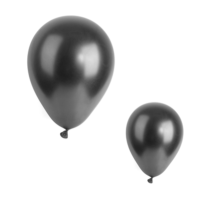Metallic Black 7" Latex Balloons – 100 Pack