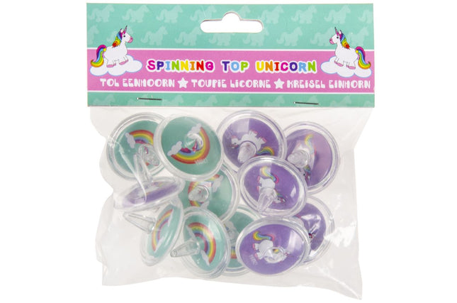 Unicorn Spinning Tops - 12 Pack