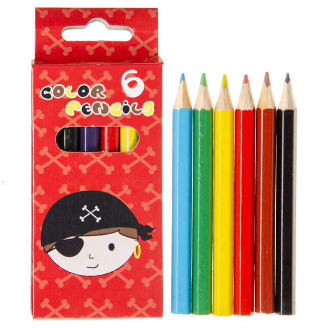Pirate Halfsize Colouring Pencils - 6 Pack