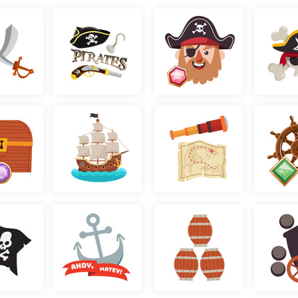 Pirate Temporary Tattoos - 12 Pack