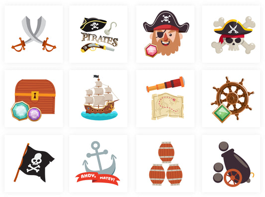 12 Pirate Temporary Tattoos