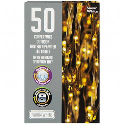 Outdoor Copper Wire Lights 50 Pack - Warm White LED