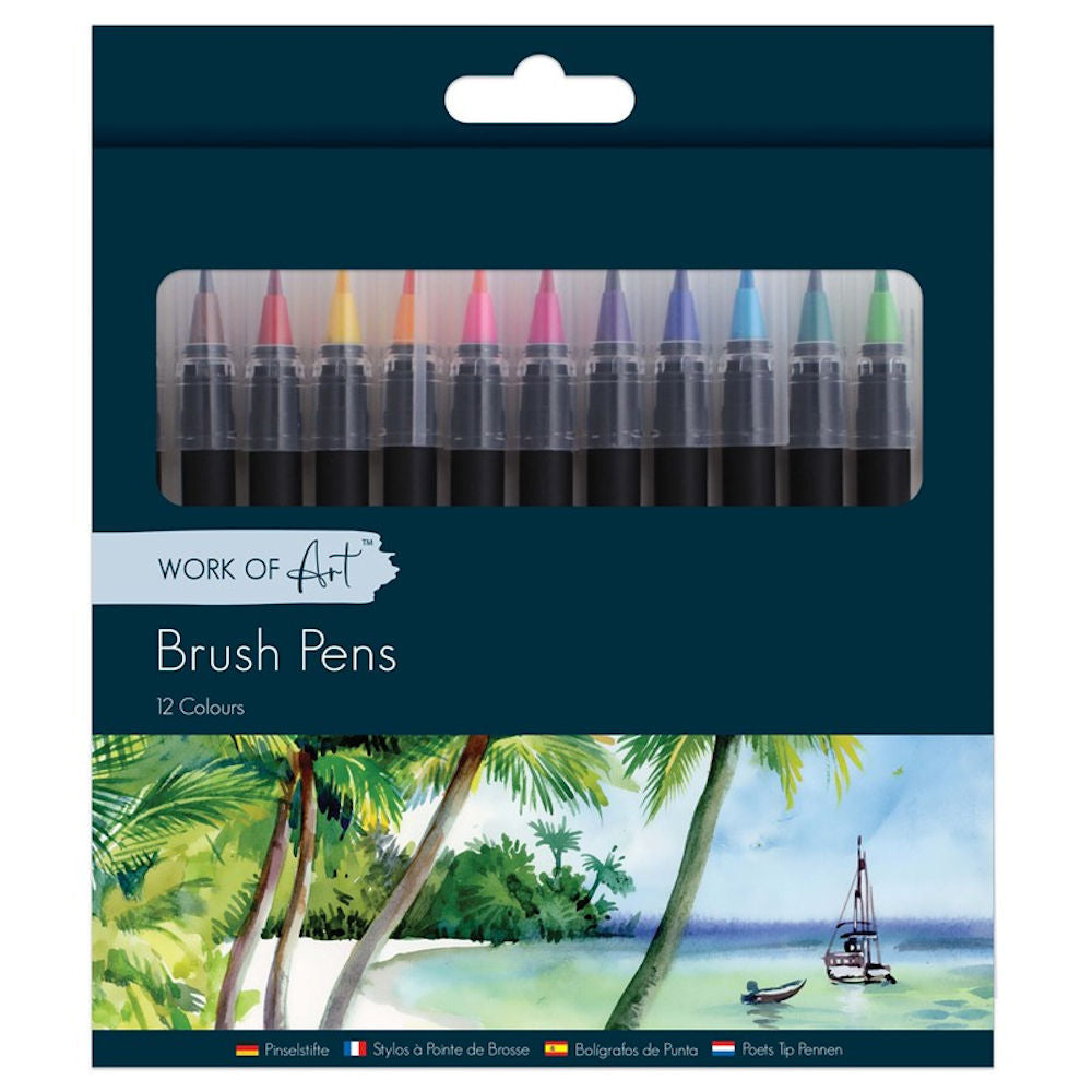 Brush Tip Bright Colour Pens - 12 Pack