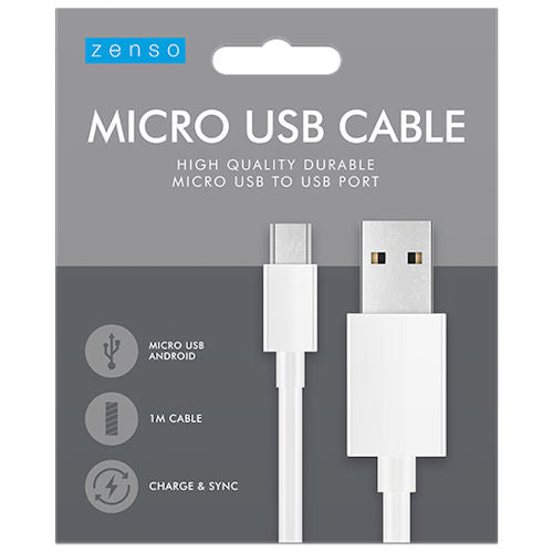 Micro to USB Cable - 1M White Durable and Fast Charging for Compatible Devices