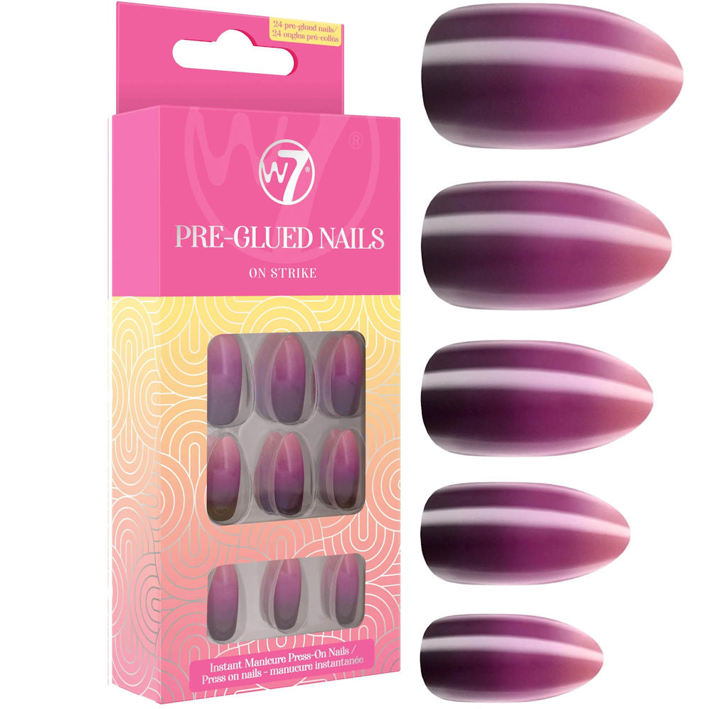 W7 Cosmetics Glamorous Pre Glued False Nails On Strike - Press On Long Fake Party Nails