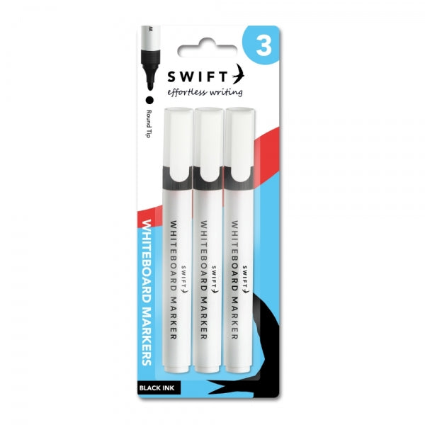 3 Black Whiteboard Marker Pens