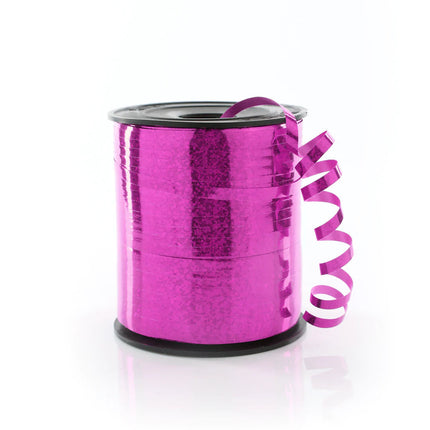250m Holographic Hot Pink Balloon Ribbon