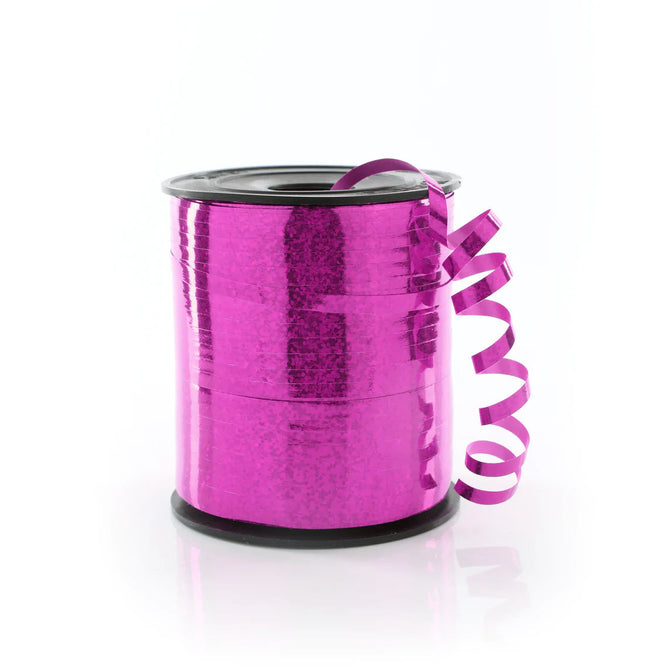 250m Holographic Hot Pink Balloon Ribbon