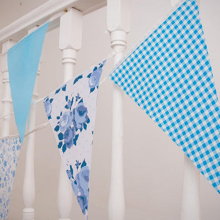 JA004 Blue Vintage 10m Triangle Bunting