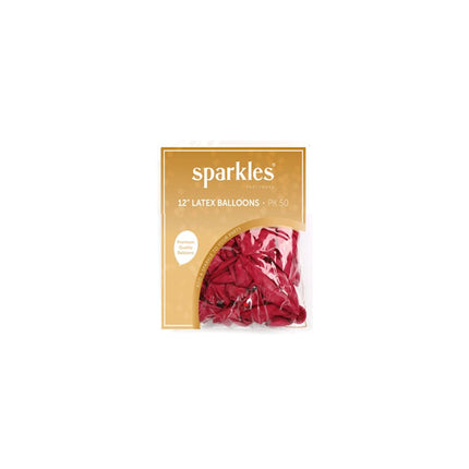 Pearlised Red 12" Latex Balloons – 50 Pack