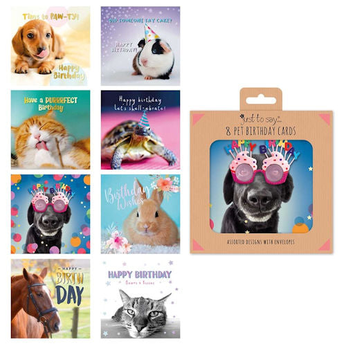 Pets Birthday Cards - 8 Pack