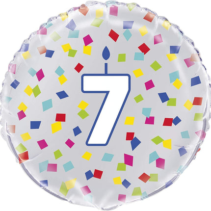 Number 7 Rainbow Birthday 18" Round Foil Balloon