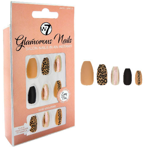 W7 Cosmetics Glamorous False Long Fake Nails - Patterns Jingle Jungle
