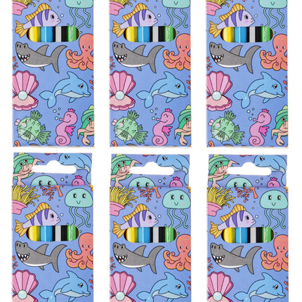 Sea Animal Halfsize Colouring Pencils - 6 Pack