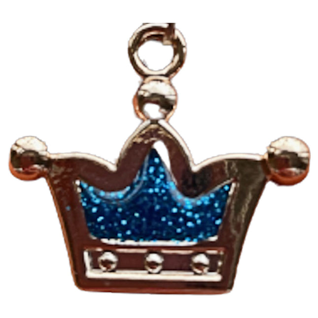 Glitter Dog Collar With Crown - Blue