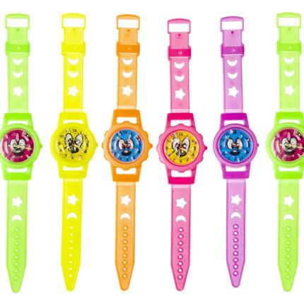 Neon Emoji Face Puzzle Watches - 6 Pack