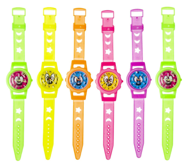 Neon Emoji Face Puzzle Watches - 6 Pack