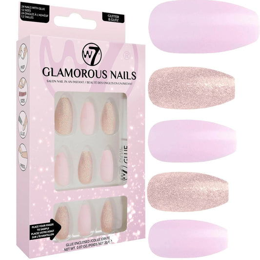 W7 Cosmetics Glamorous False Long Fake Nails - Glitter & Glitz