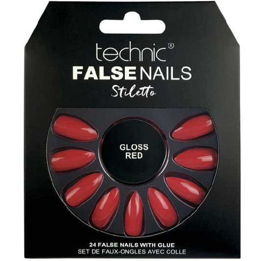 Technic Cosmetics False Nails - Stiletto Gloss Red