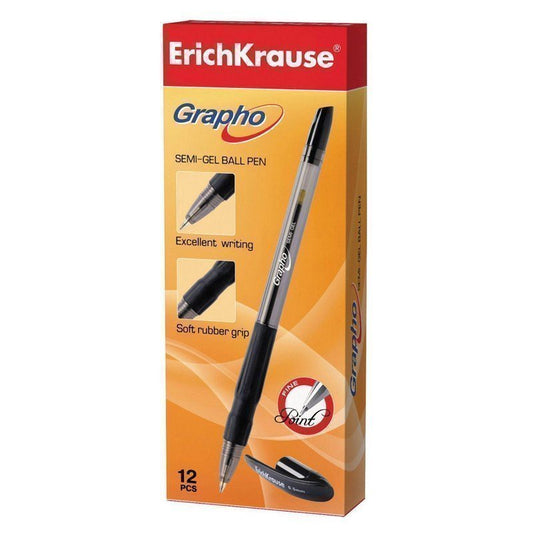 Grapho Semi-Gel Ballpoint Pens Black - 12 Pack