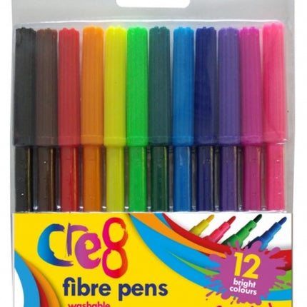 12 Coloured Fibre Pens